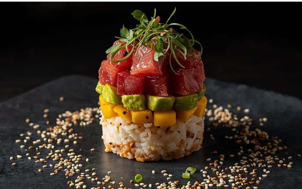 ahi tuna sushi tower